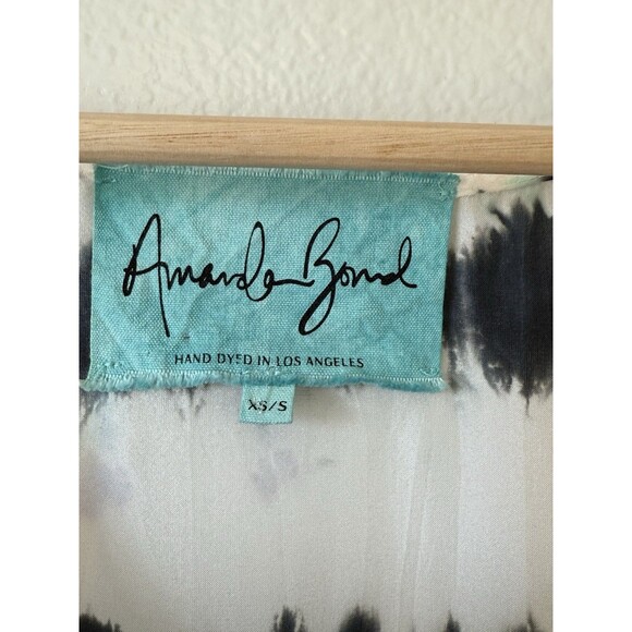 Amanda Bond Alix Mini Shift Dress XS/S Hand Tie Dye Puff Short Sleeve Boho - Picture 3 of 5